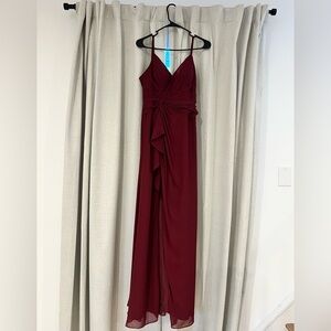 Azazie Cabernet Ruffled Maxi Dress